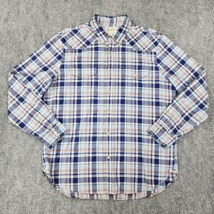 Lucky Brand Shirt Mens Large Plaid LS Western Pearl Snap Saturday Stretch Work